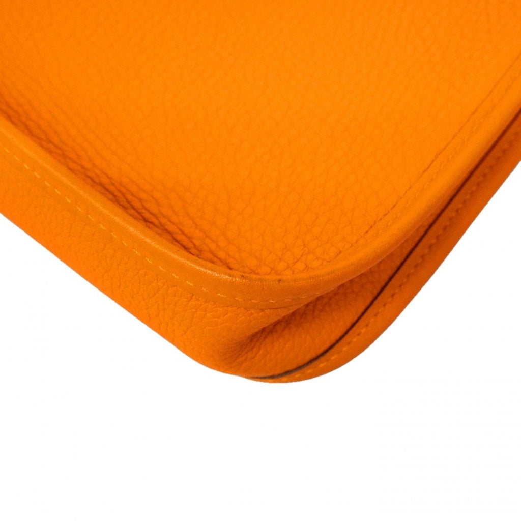 Hermes Shoulder Bag Evelyne TPM Taurillon Clemence Orange Silver — view 6