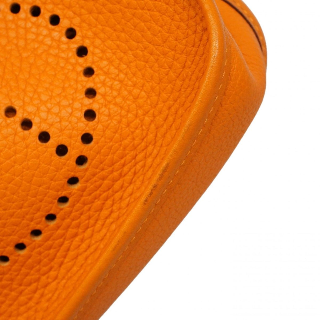 Hermes Shoulder Bag Evelyne TPM Taurillon Clemence Orange Silver — view 7
