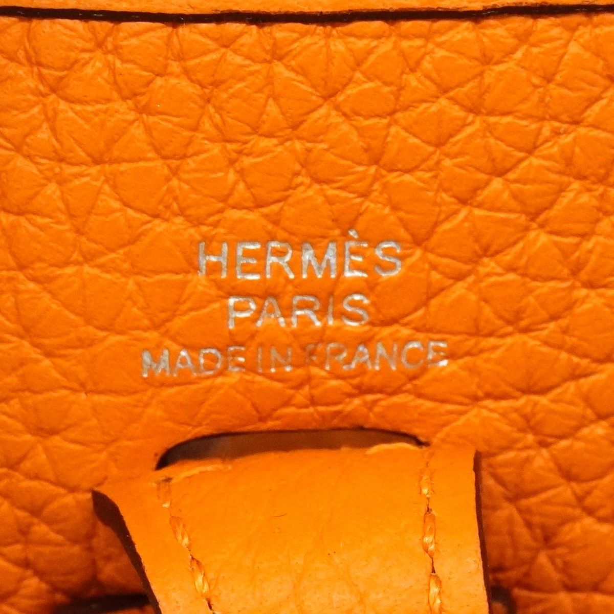 Hermes Shoulder Bag Evelyne TPM Taurillon Clemence Orange Silver — view 5