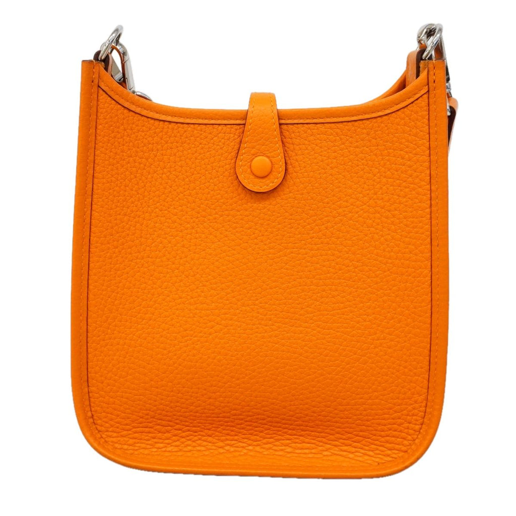 Hermes Shoulder Bag Evelyne TPM Taurillon Clemence Orange Silver — view 9