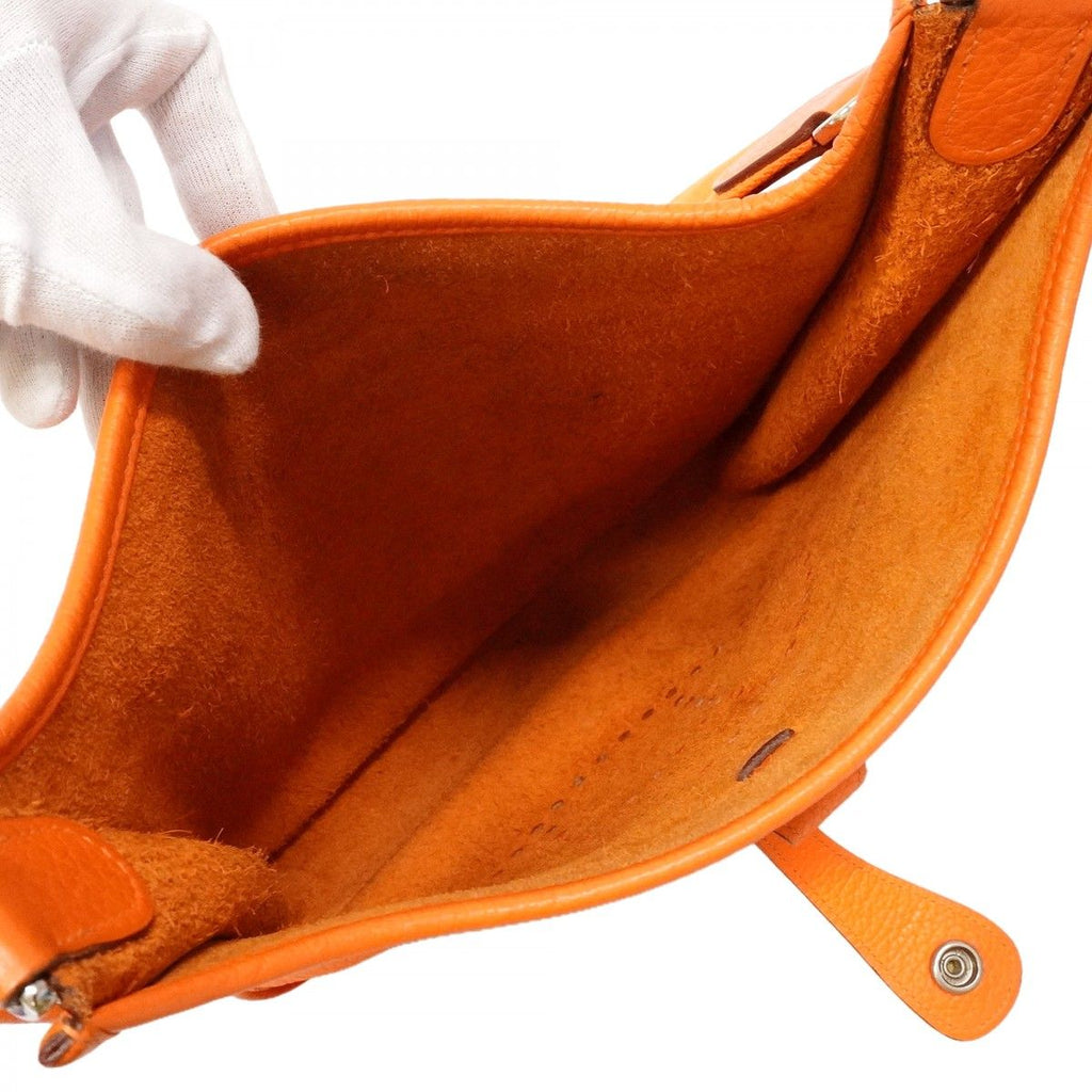 Hermes Shoulder Bag Evelyne Taurillon Clemence Orange Silver — view 4