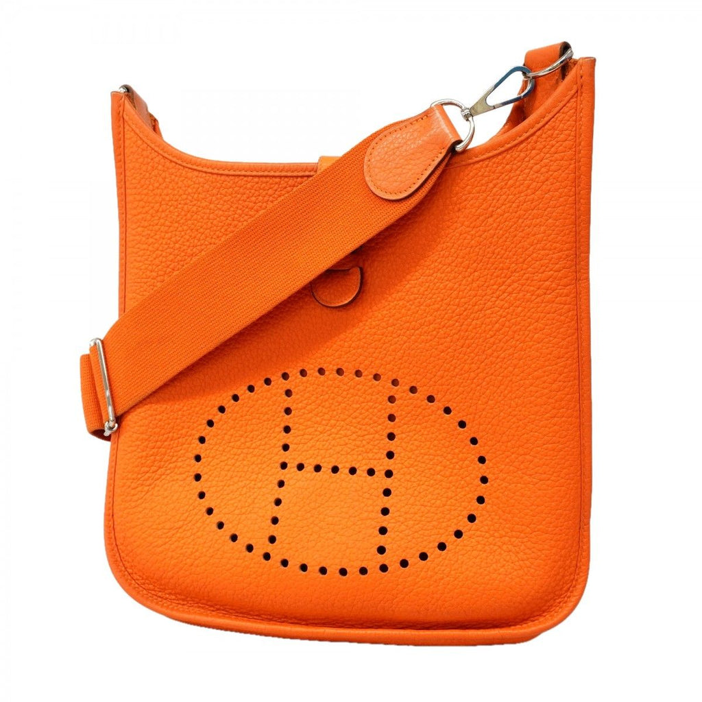 Hermes Shoulder Bag Evelyne Taurillon Clemence Orange Silver