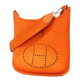 Hermes Shoulder Bag Evelyne Taurillon Clemence Orange Silver