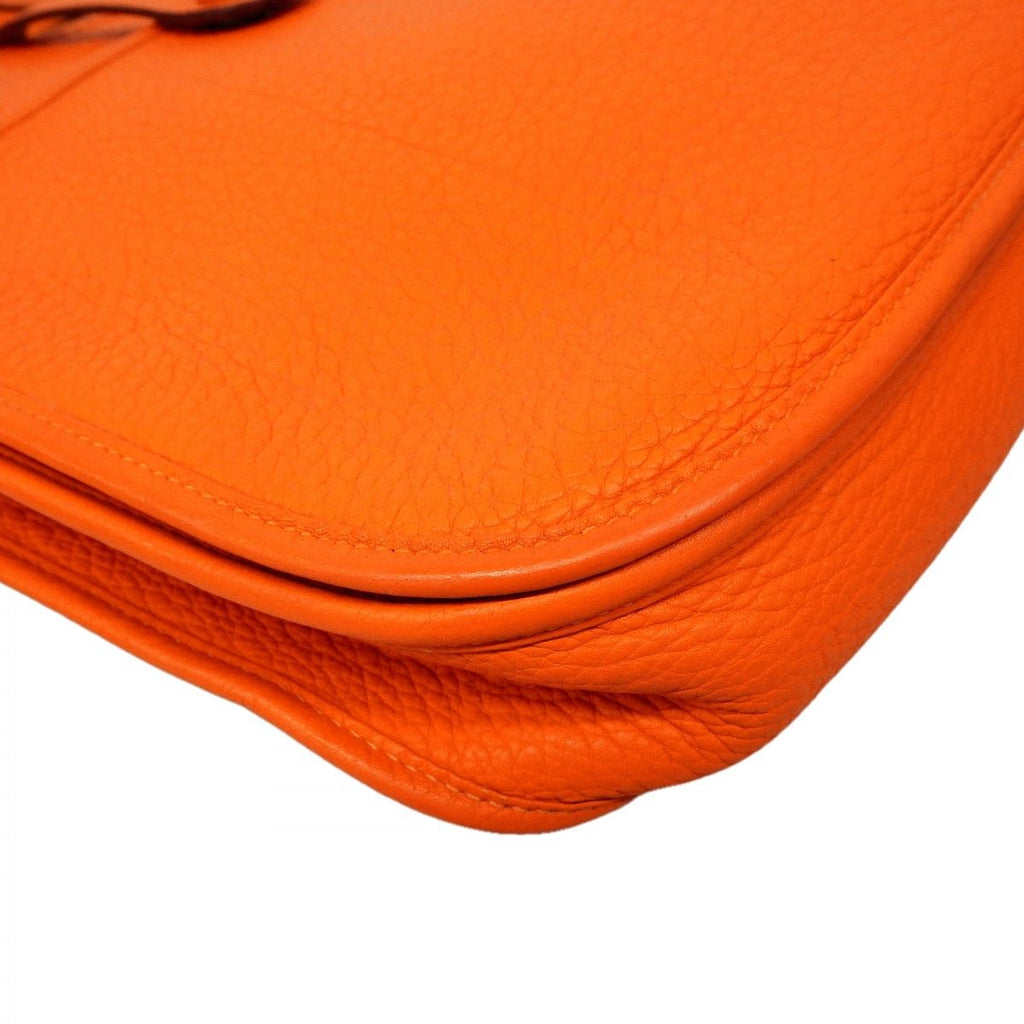 Hermes Shoulder Bag Evelyne Taurillon Clemence Orange Silver — view 6
