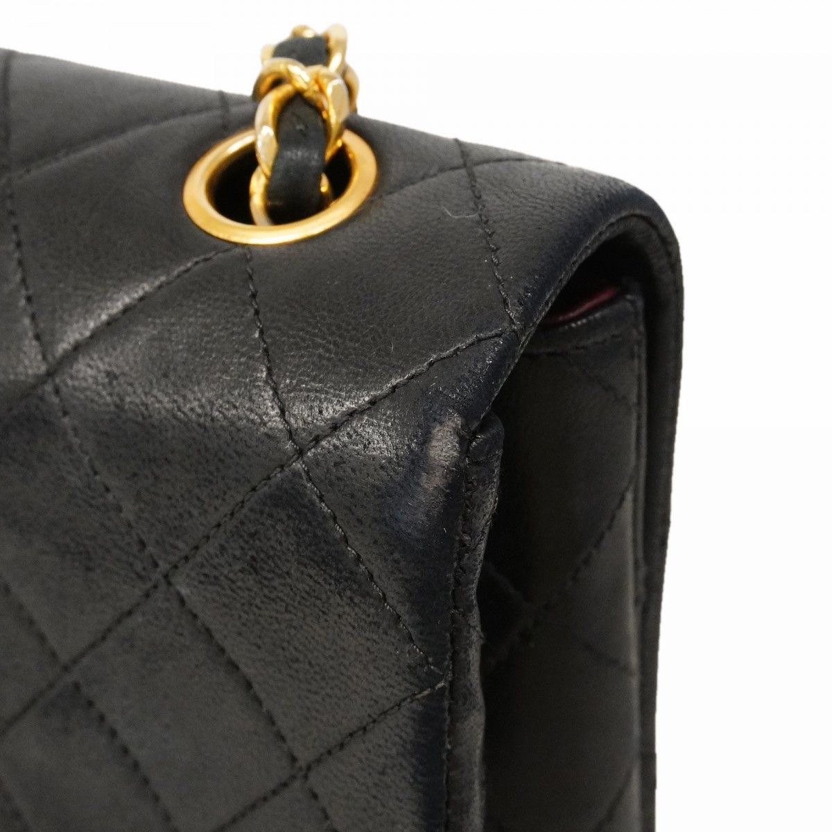 Chanel Shoulder Bag Quilted Lambskin Black Gold — view 7