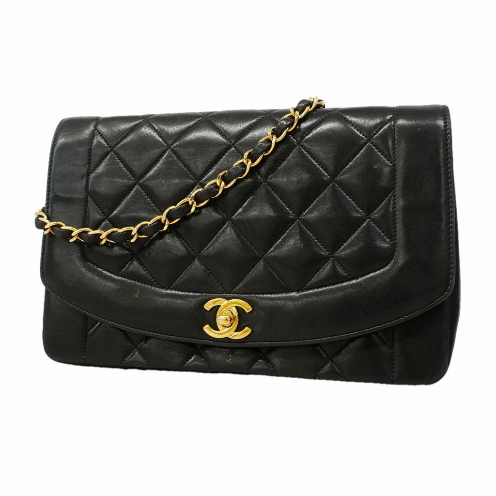 Chanel Shoulder Bag Diana Lambskin Black Gold