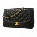 Chanel Shoulder Bag Diana Lambskin Black Gold