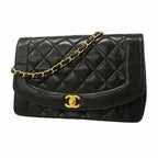 Chanel Shoulder Bag Diana Lambskin Black Gold
