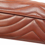 Chanel Shoulder Bag Lambskin Dark Brown Champagne Gold — view 9