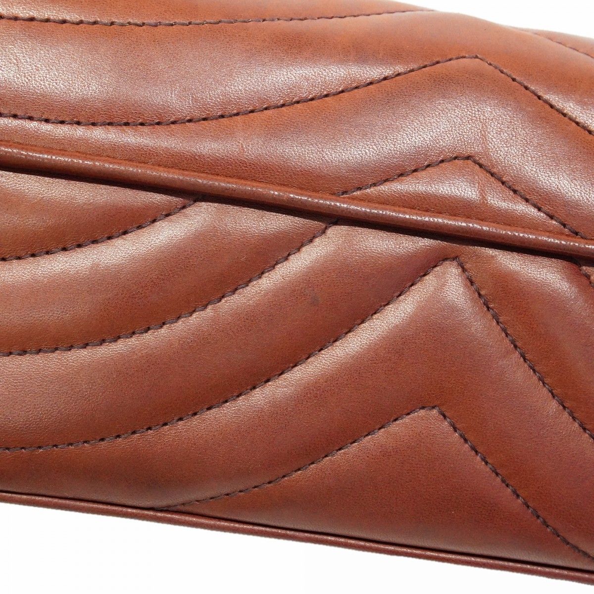 Chanel Shoulder Bag Lambskin Dark Brown Champagne Gold — view 9