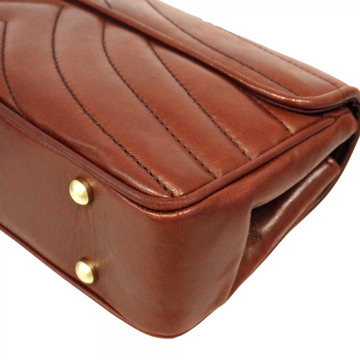 Chanel Shoulder Bag Lambskin Dark Brown Champagne Gold — view 6
