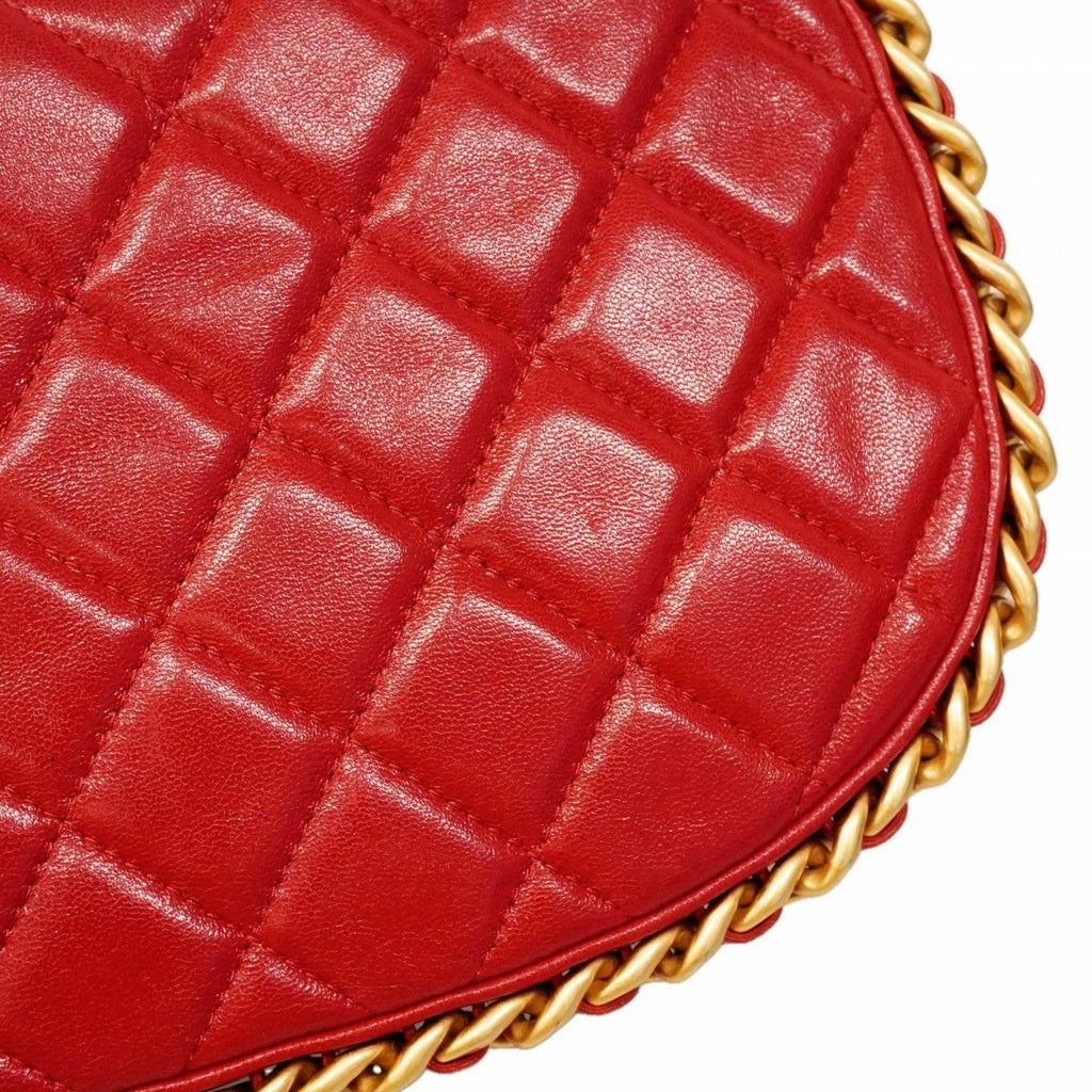 Chanel Shoulder Bag Hobo Lambskin Red Gold — view 9
