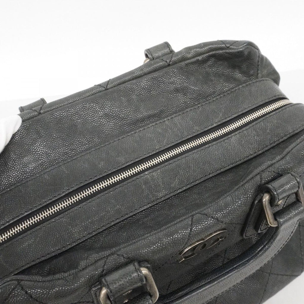 Chanel Handbag Wild Stitch Caviar Leather Black Silver — view 8