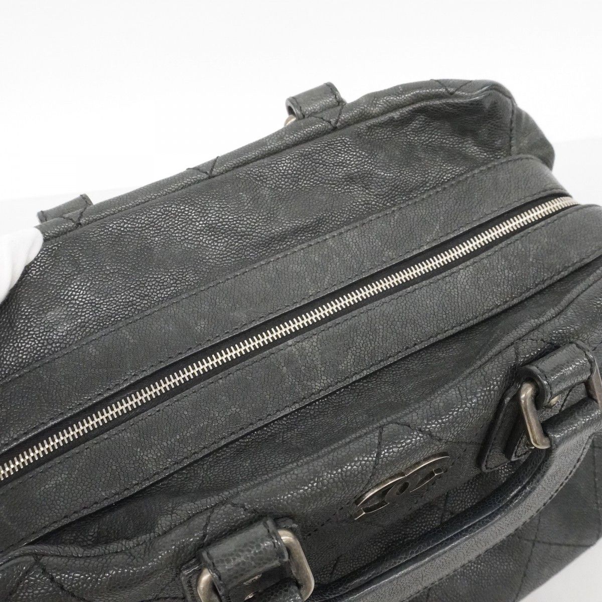 Chanel Handbag Wild Stitch Caviar Leather Black Silver — view 8
