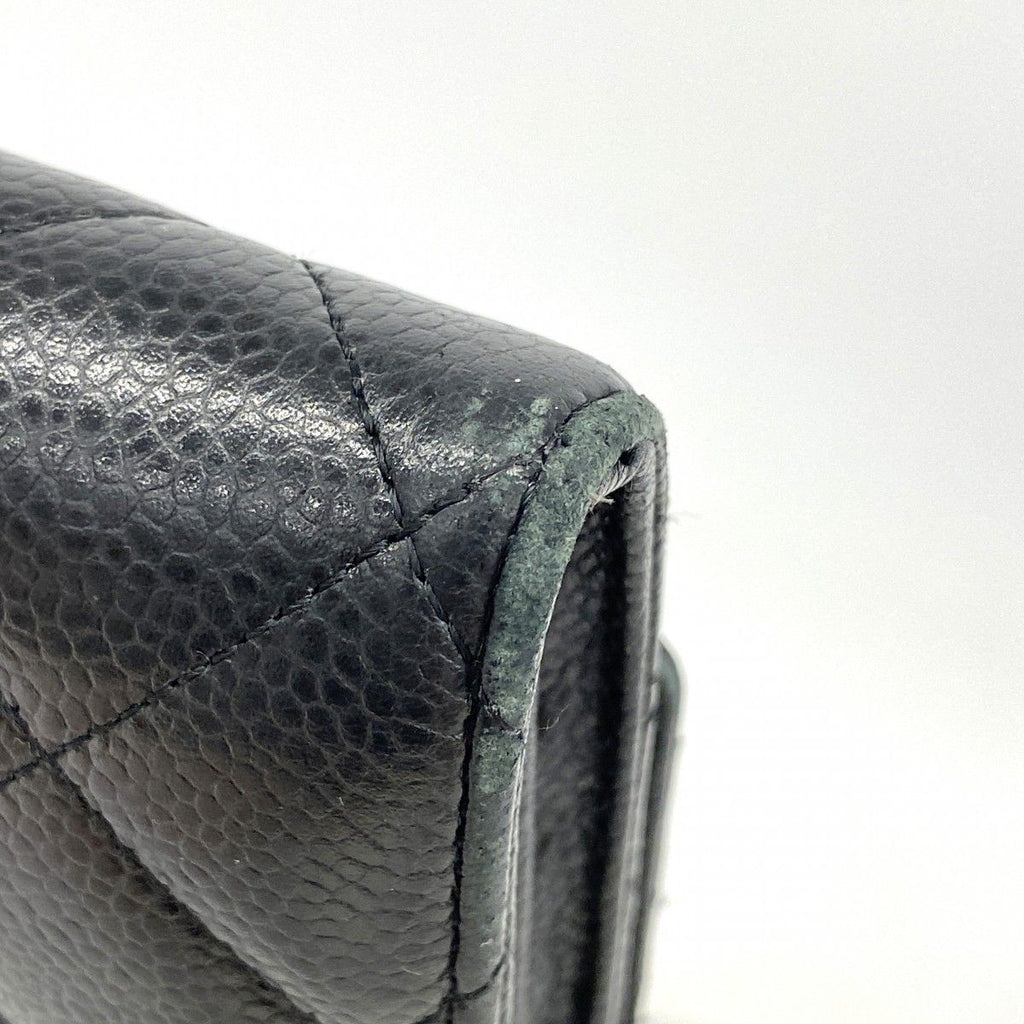 Chanel Wallet Quilted Caviar Leather Black Silver — view 6