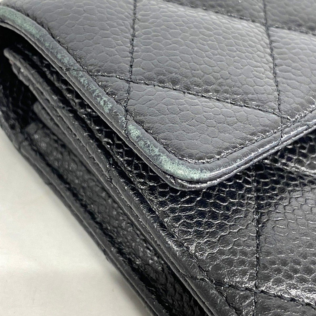 Chanel Wallet Quilted Caviar Leather Black Silver — view 8