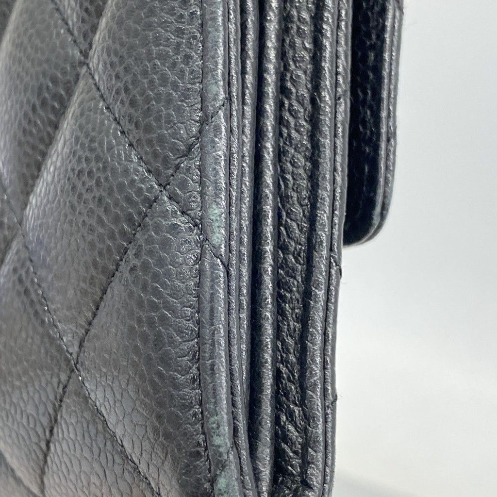 Chanel Wallet Quilted Caviar Leather Black Silver — view 9