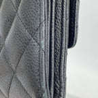 Chanel Wallet Quilted Caviar Leather Black Silver — view 9