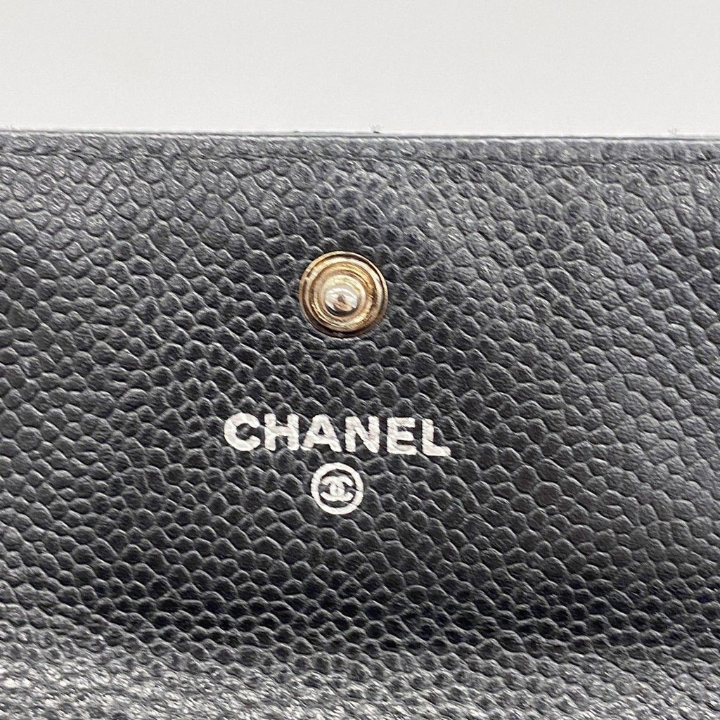 Chanel Wallet Quilted Caviar Leather Black Silver — view 4