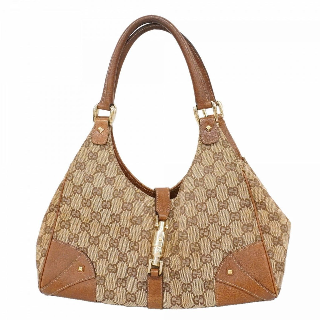 Gucci Handbag GG Canvas New Jackie Brown Gold