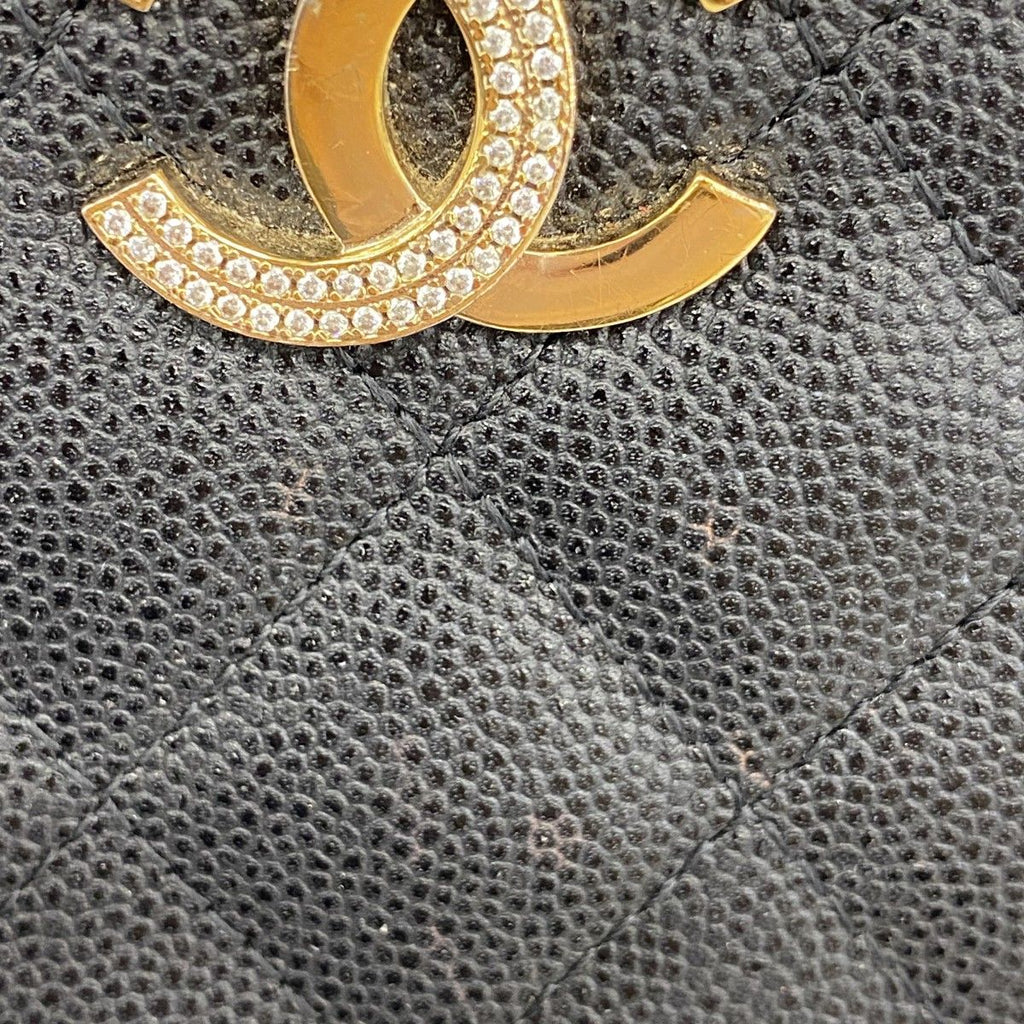 Chanel Wallet Quilted Caviar Leather Black Gold — view 9