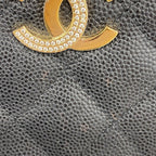 Chanel Wallet Quilted Caviar Leather Black Gold — view 9