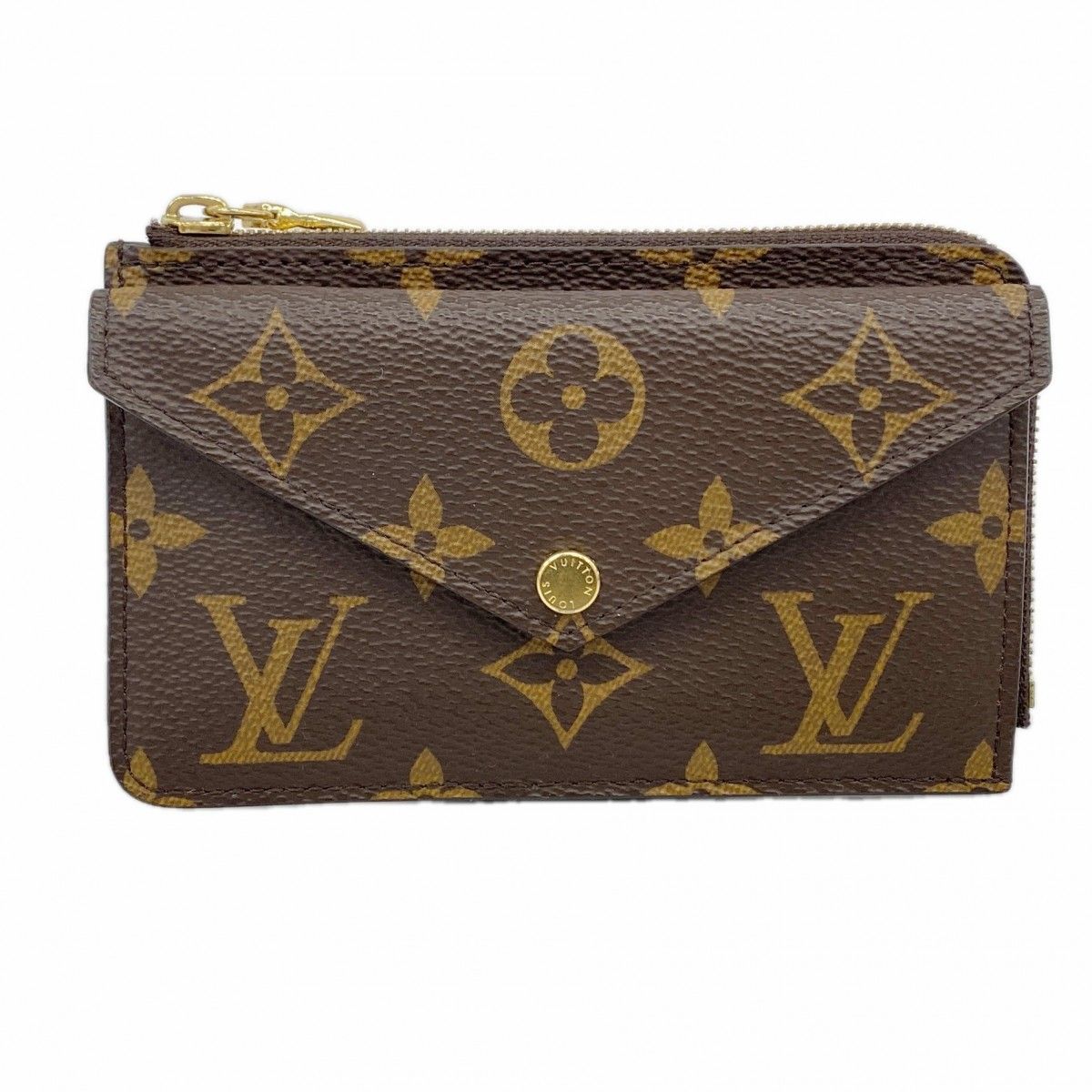 Louis Vuitton Coin Case Monogram Card Holder Recto Verso Brown Black
