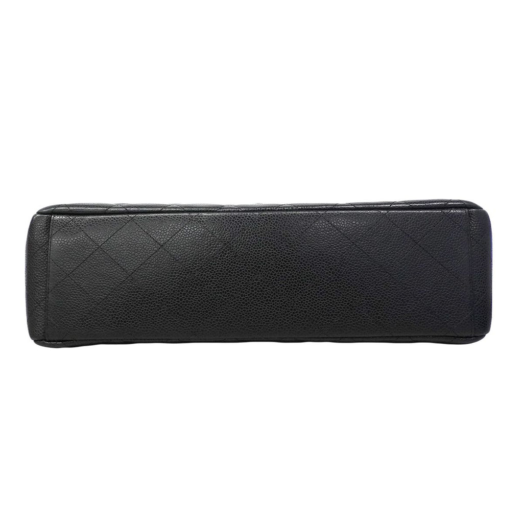 Chanel Shoulder Bag Deca Quilted Caviar Leather Black Silver — view 3