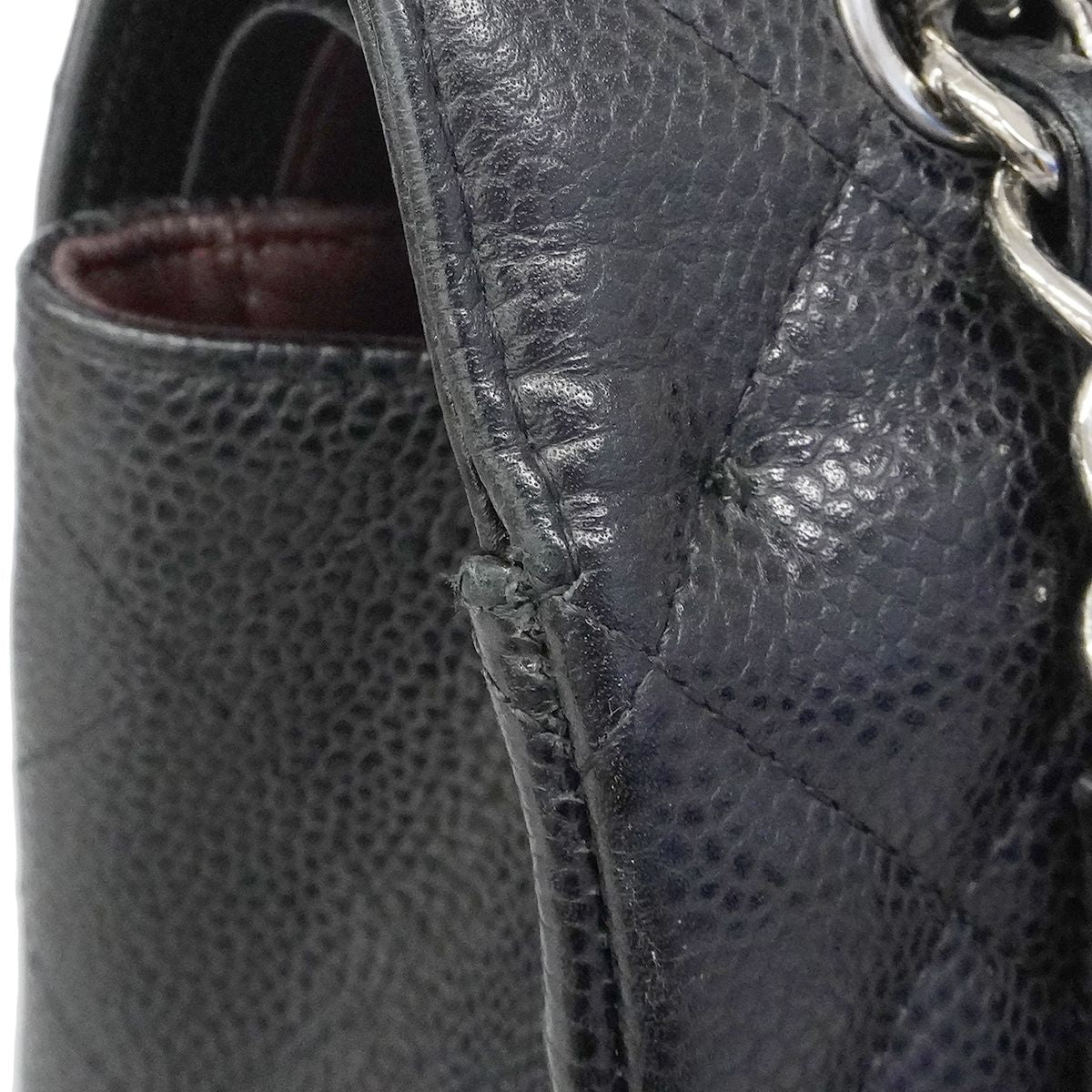 Chanel Shoulder Bag Deca Quilted Caviar Leather Black Silver — view 7