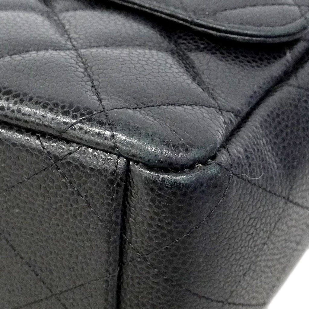 Chanel Shoulder Bag Deca Quilted Caviar Leather Black Silver — view 6