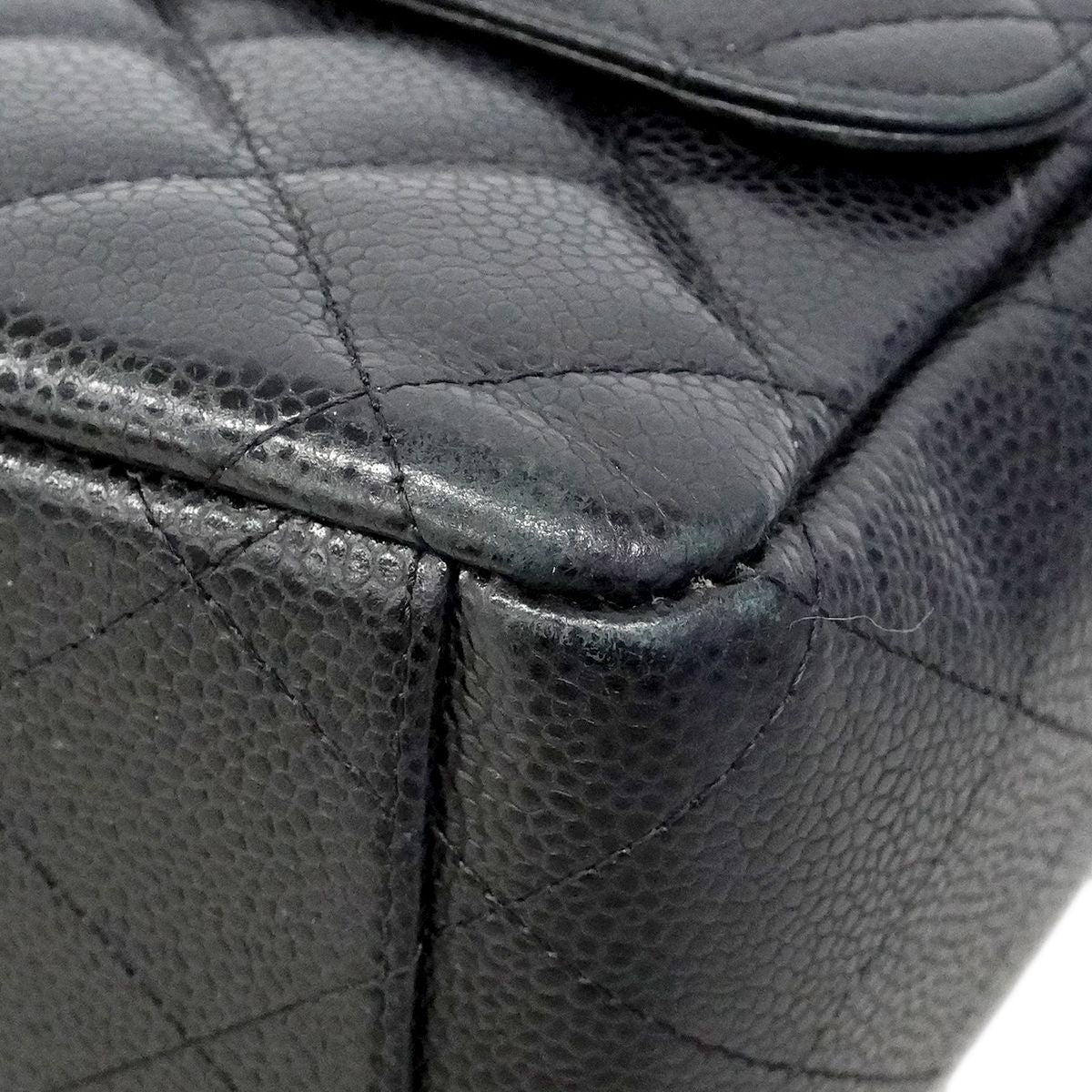 Chanel Shoulder Bag Deca Quilted Caviar Leather Black Silver — view 6
