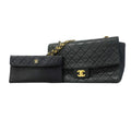 Chanel Shoulder Bag Quilted Lambskin Black Gold