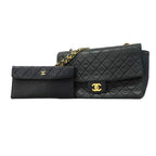 Chanel Shoulder Bag Quilted Lambskin Black Gold