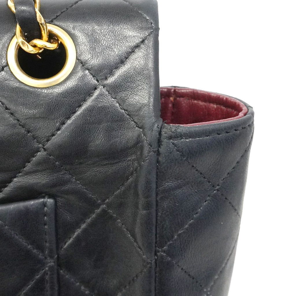 Chanel Shoulder Bag Quilted Lambskin Black Gold — view 8