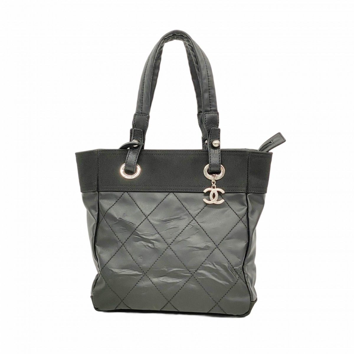 Chanel Tote Paris Biarritz Canvas Black Silver