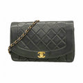 Chanel Shoulder Bag Diana Lambskin Black Gold