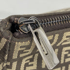 Fendi Handbag Zucchino Nylon Canvas Brown Silver — view 9