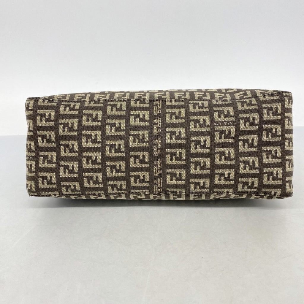 Fendi Handbag Zucchino Nylon Canvas Brown Silver — view 3