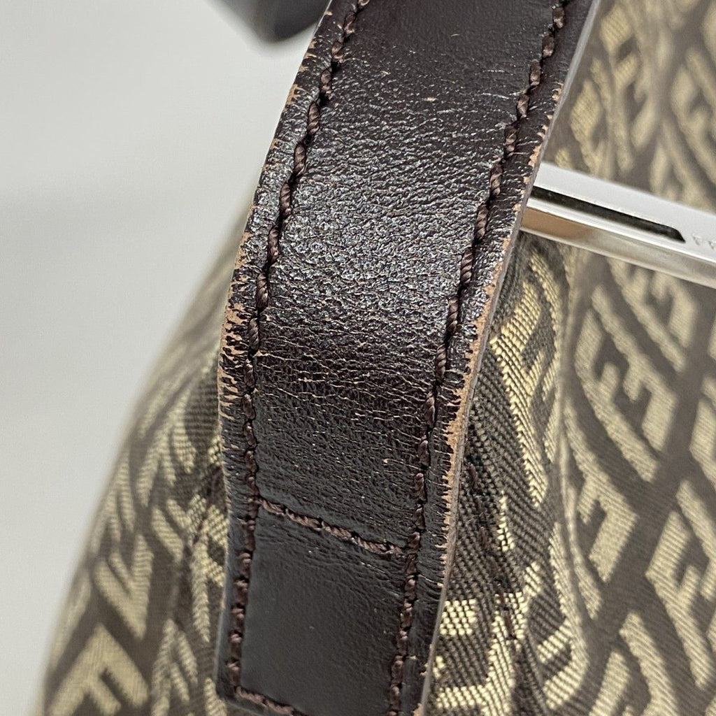 Fendi Handbag Zucchino Nylon Canvas Brown Silver — view 7