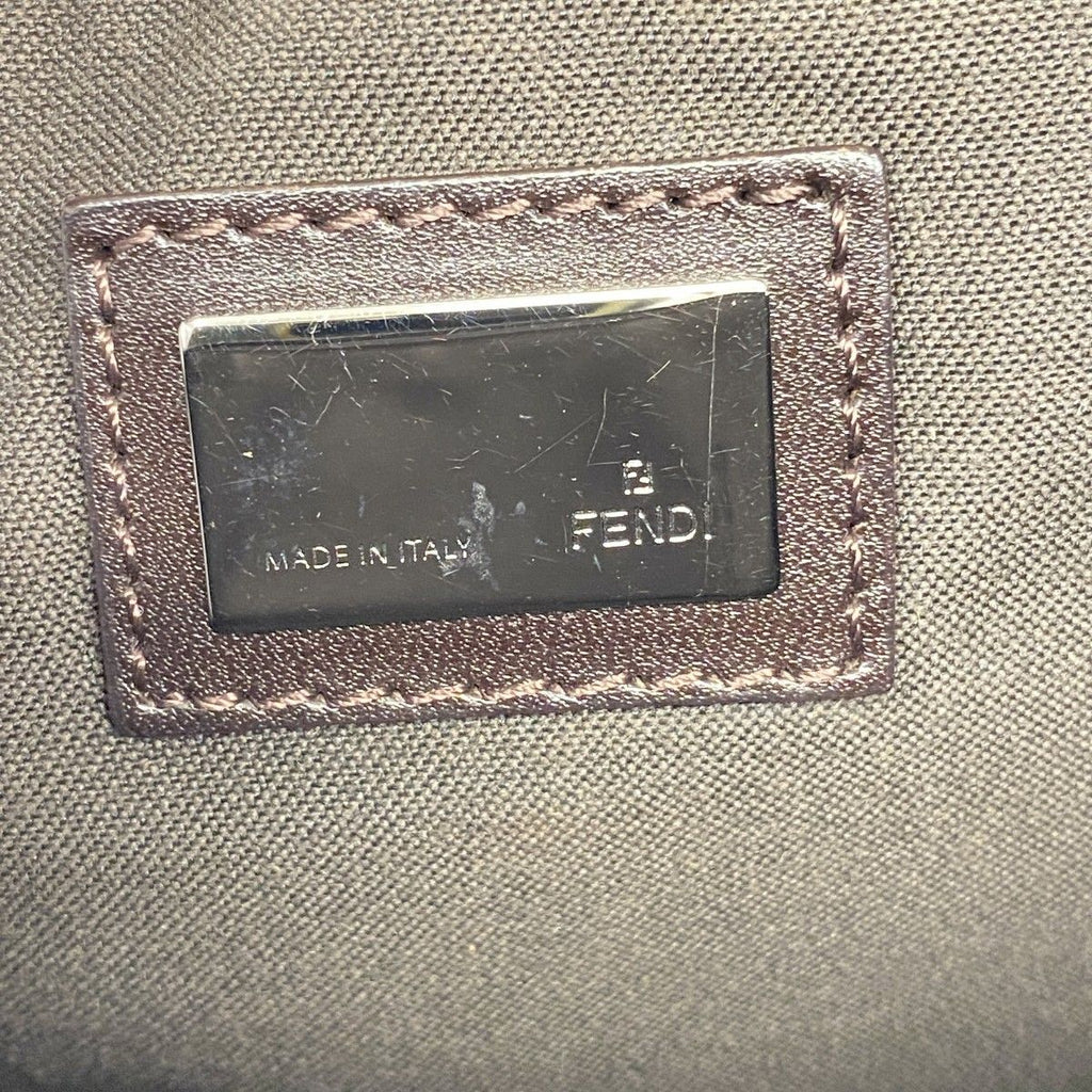 Fendi Handbag Zucchino Nylon Canvas Brown Silver — view 5
