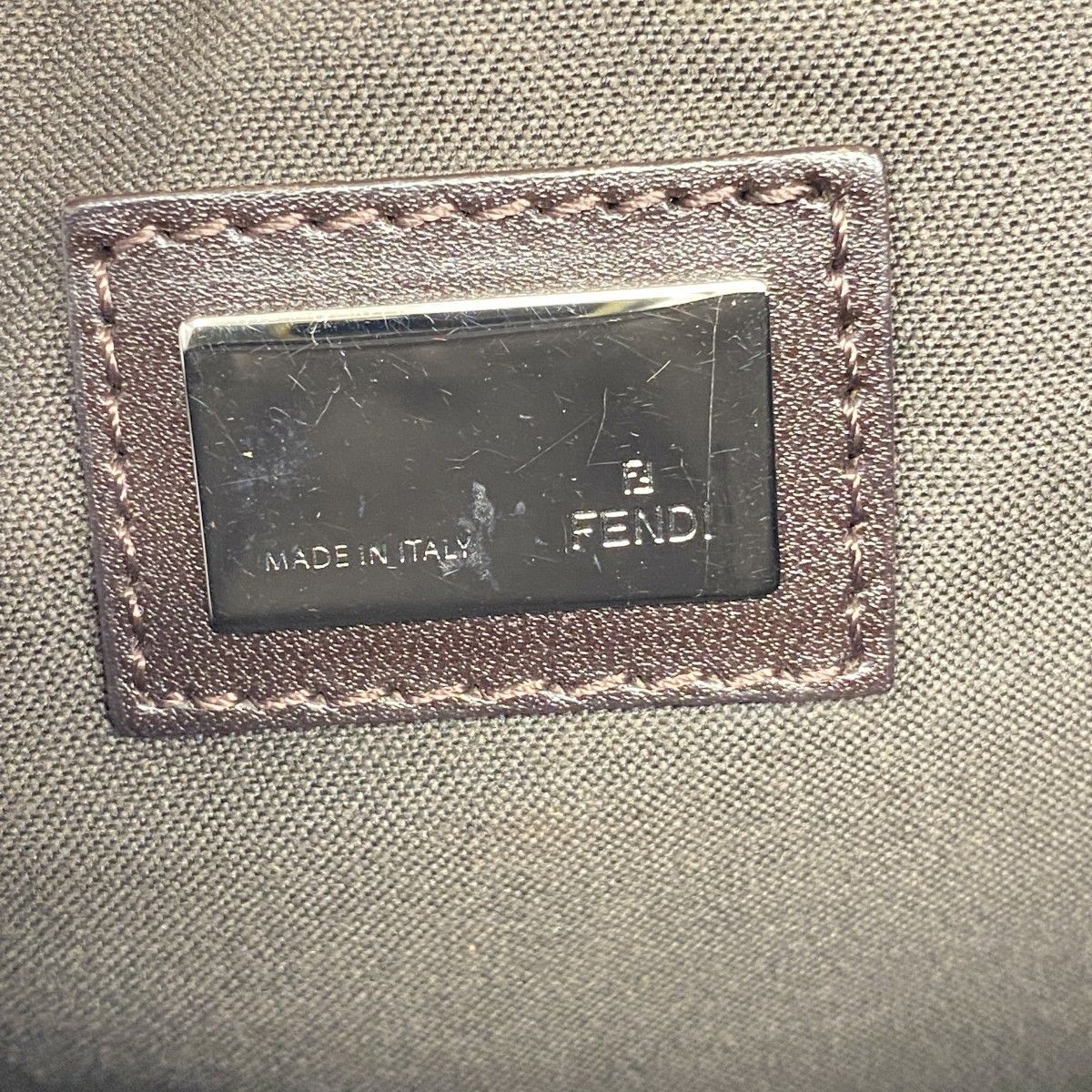 Fendi Handbag Zucchino Nylon Canvas Brown Silver — view 5