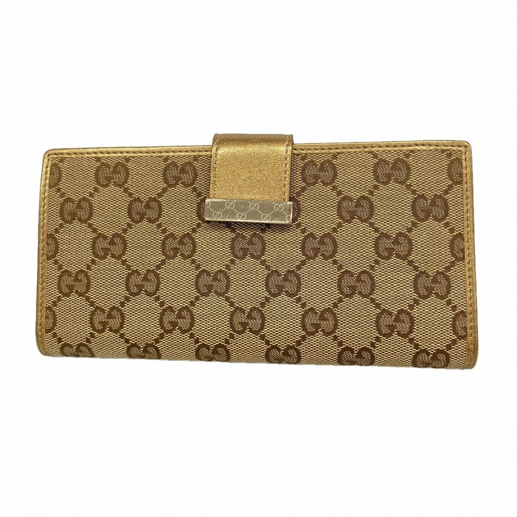 Gucci Wallet GG Canvas Brown Gold