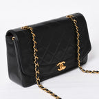 Chanel Diana 25 S Flap S Chain Shoulder Bag CC Logo Lambskin Black Gold 4 — view 3