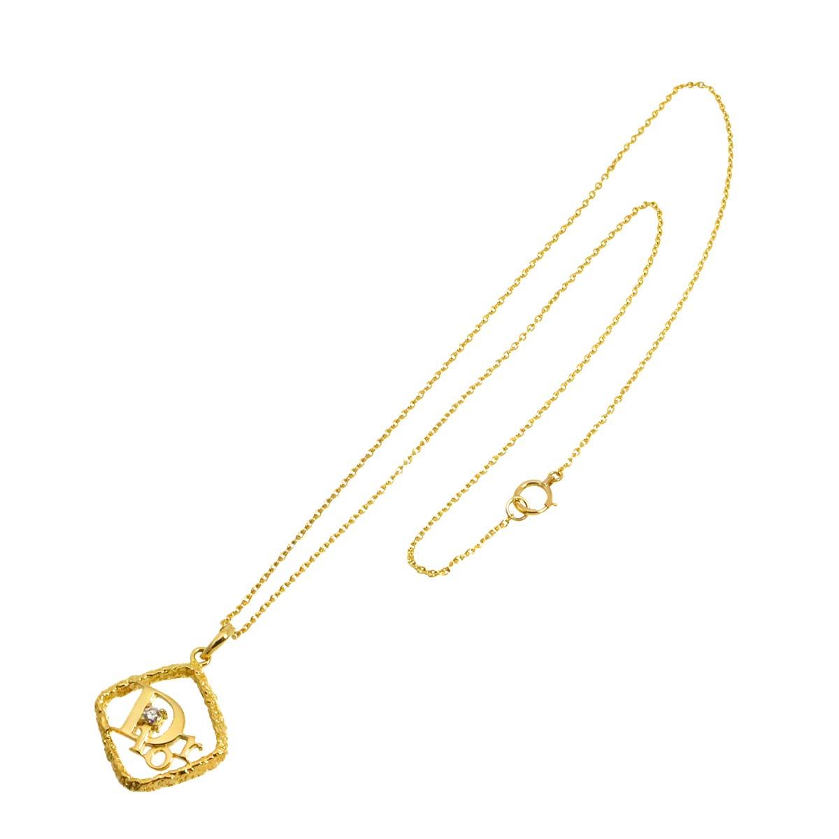 Dior Logo Diamond Necklace 40 cm 18k YG Yellow Gold — view 2