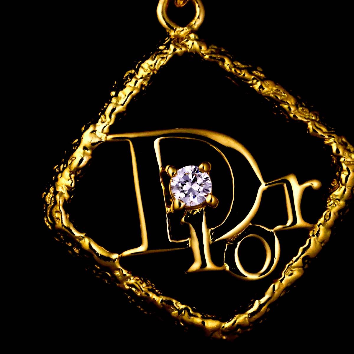 Dior Logo Diamond Necklace 40 cm 18k YG Yellow Gold — view 6