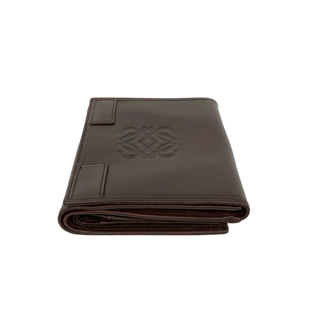 Loewe Anagram Log Leather Bifold Wallet Card Case Coin Purse Brown — view 5
