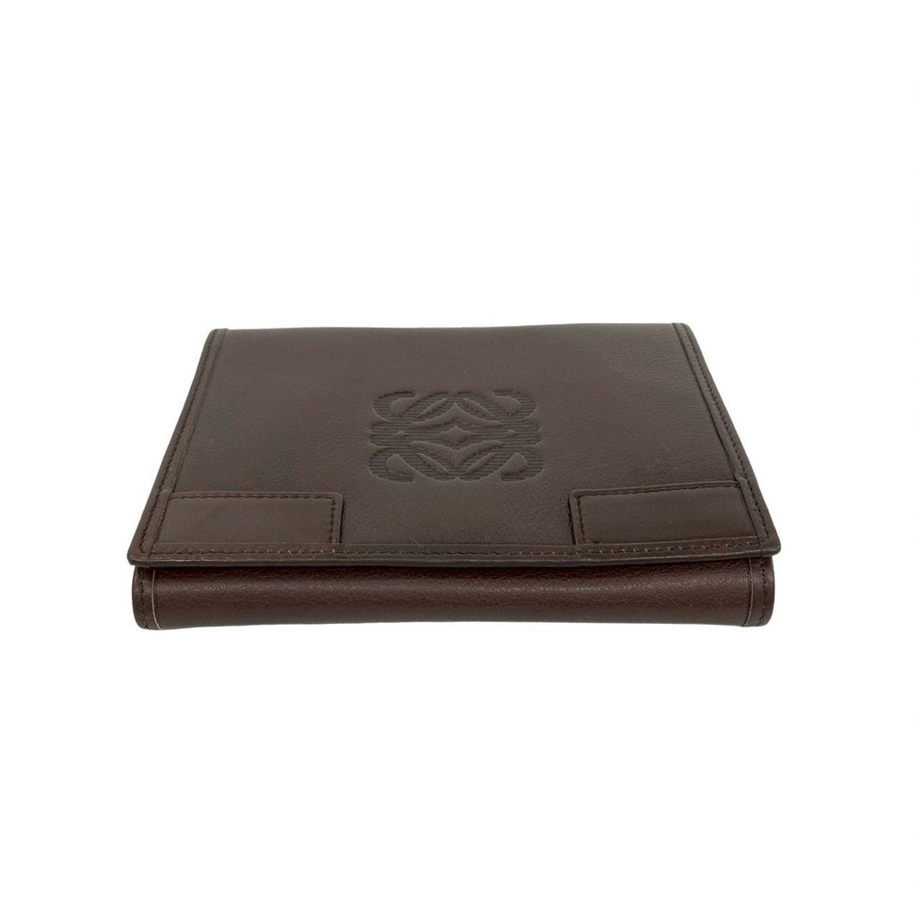 Loewe Anagram Log Leather Bifold Wallet Card Case Coin Purse Brown — view 6