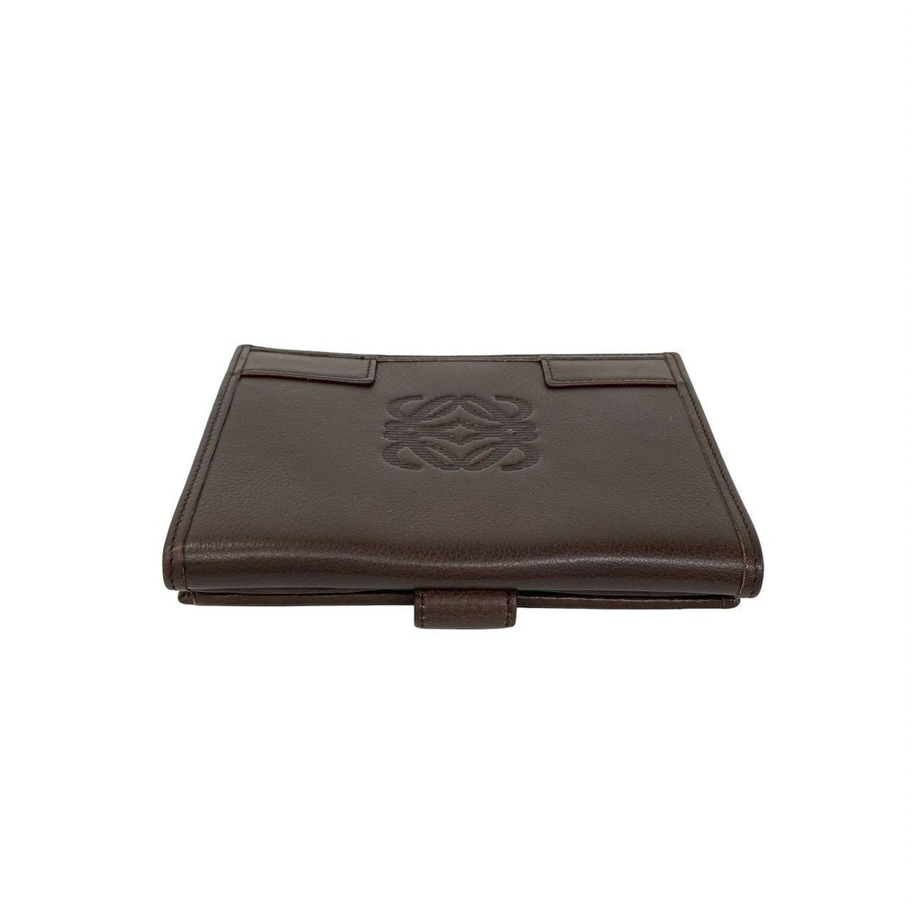 Loewe Anagram Log Leather Bifold Wallet Card Case Coin Purse Brown — view 3