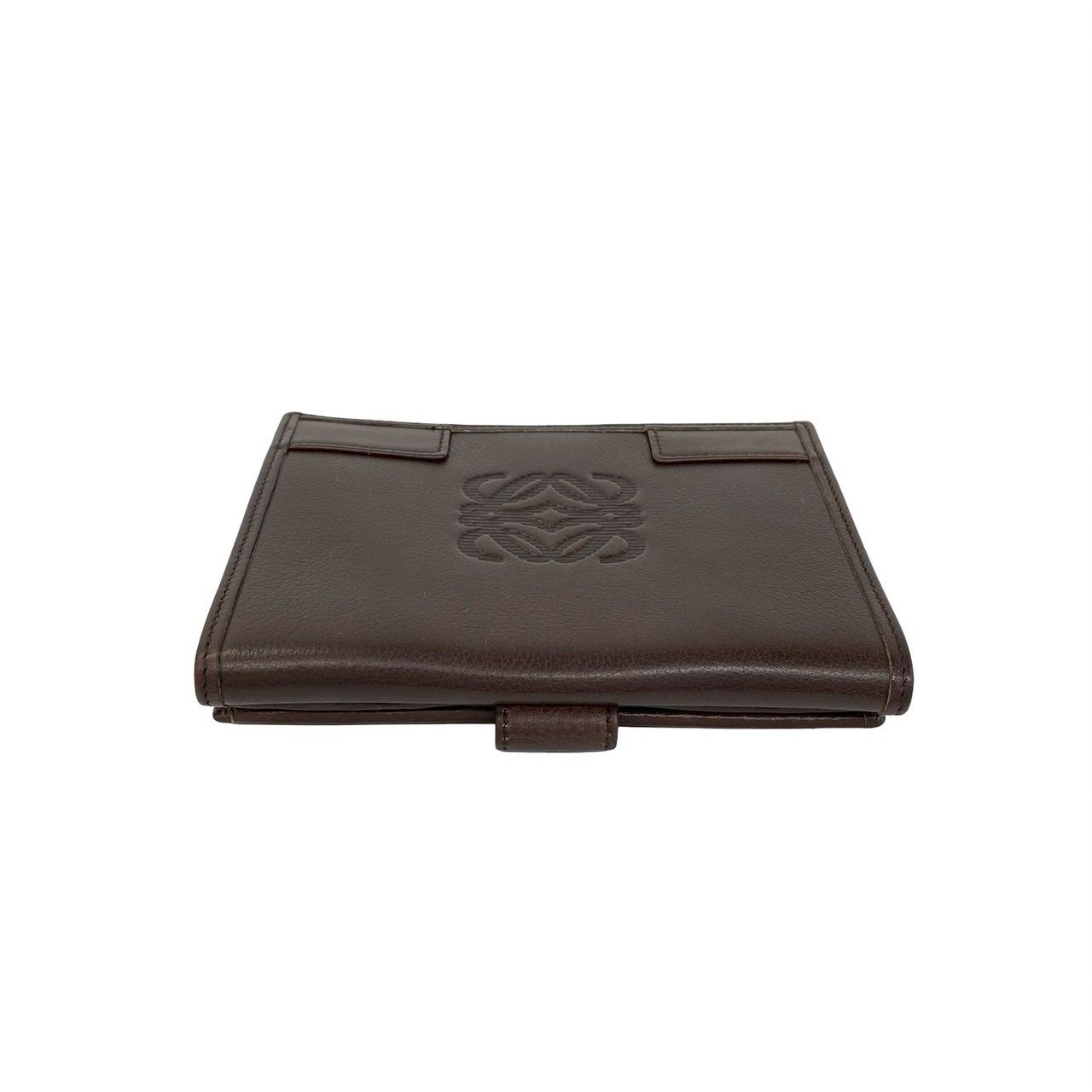 Loewe Anagram Log Leather Bifold Wallet Card Case Coin Purse Brown — view 3