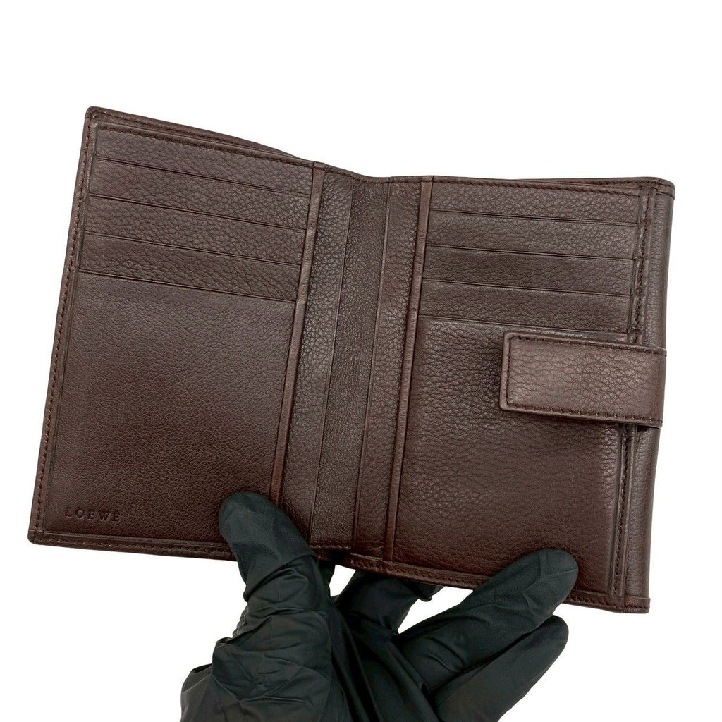 Loewe Anagram Log Leather Bifold Wallet Card Case Coin Purse Brown — view 7